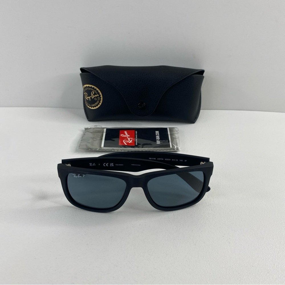 Ray-Ban RB4165 622/2V Polarized Shades Justin 54mm Grey Lens Matte Black Look